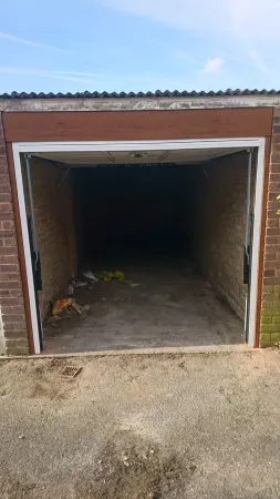 Garage with door open