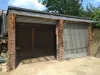 garage with one door open